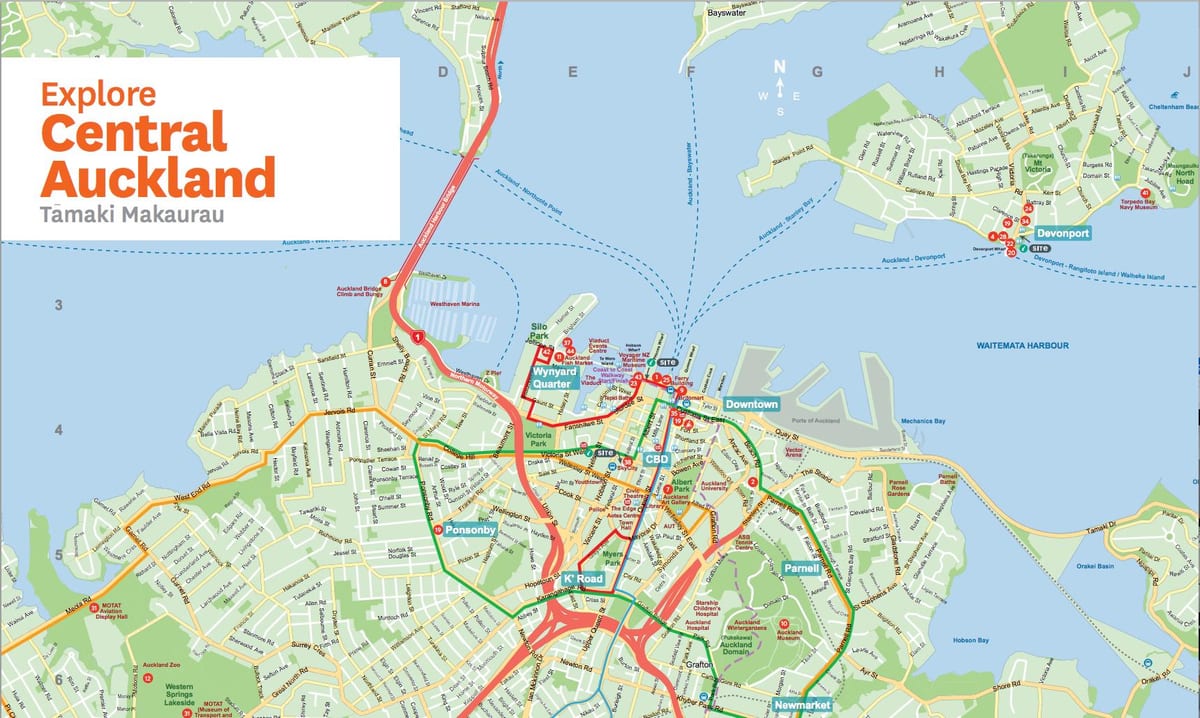 mapa del centre de Auckland