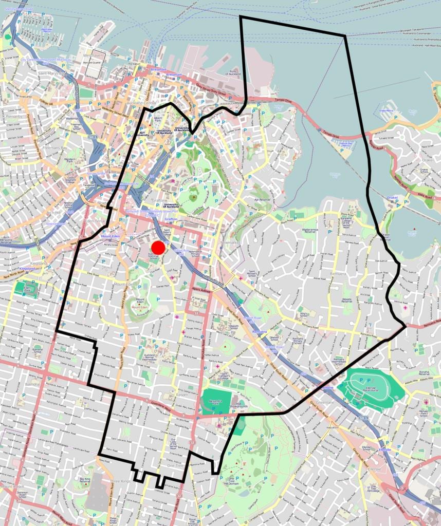 Auckland escola de Gramàtica de la zona mapa