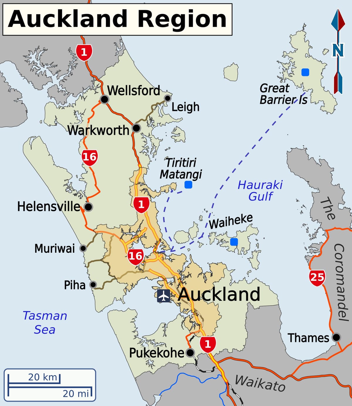 mapa de Auckland