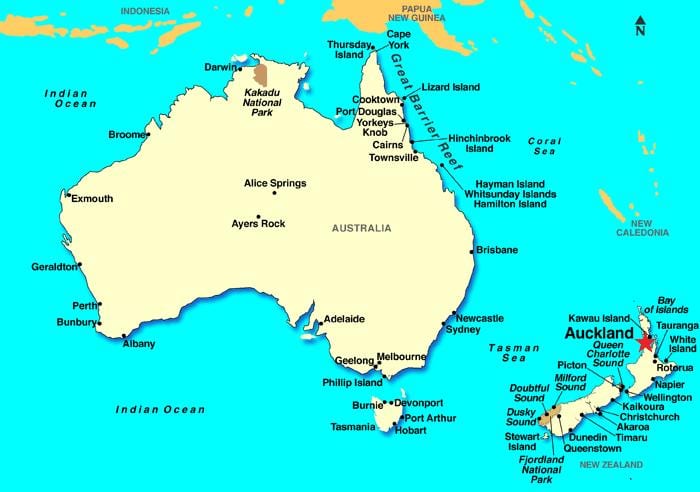 Auckland en el mapa del món