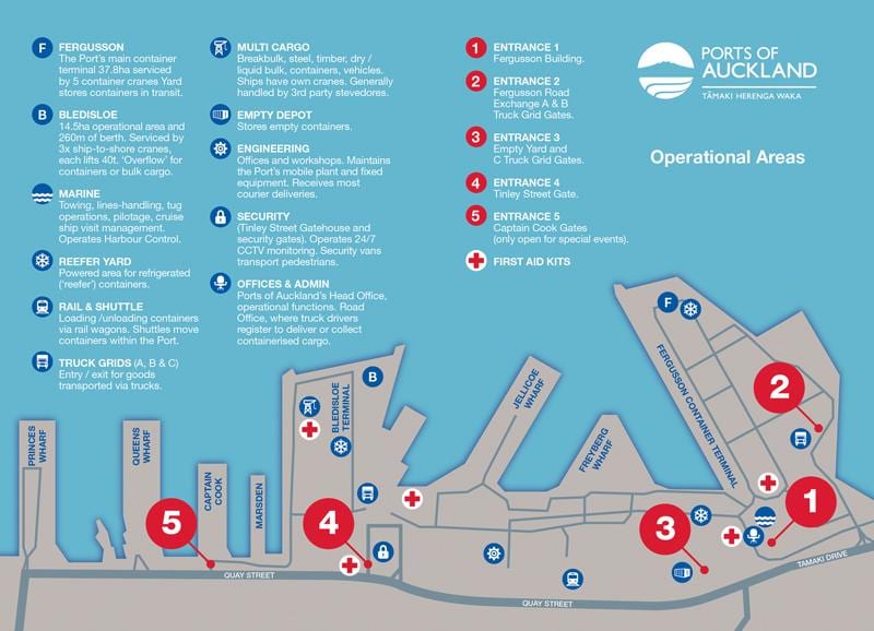 port d'Auckland mapa