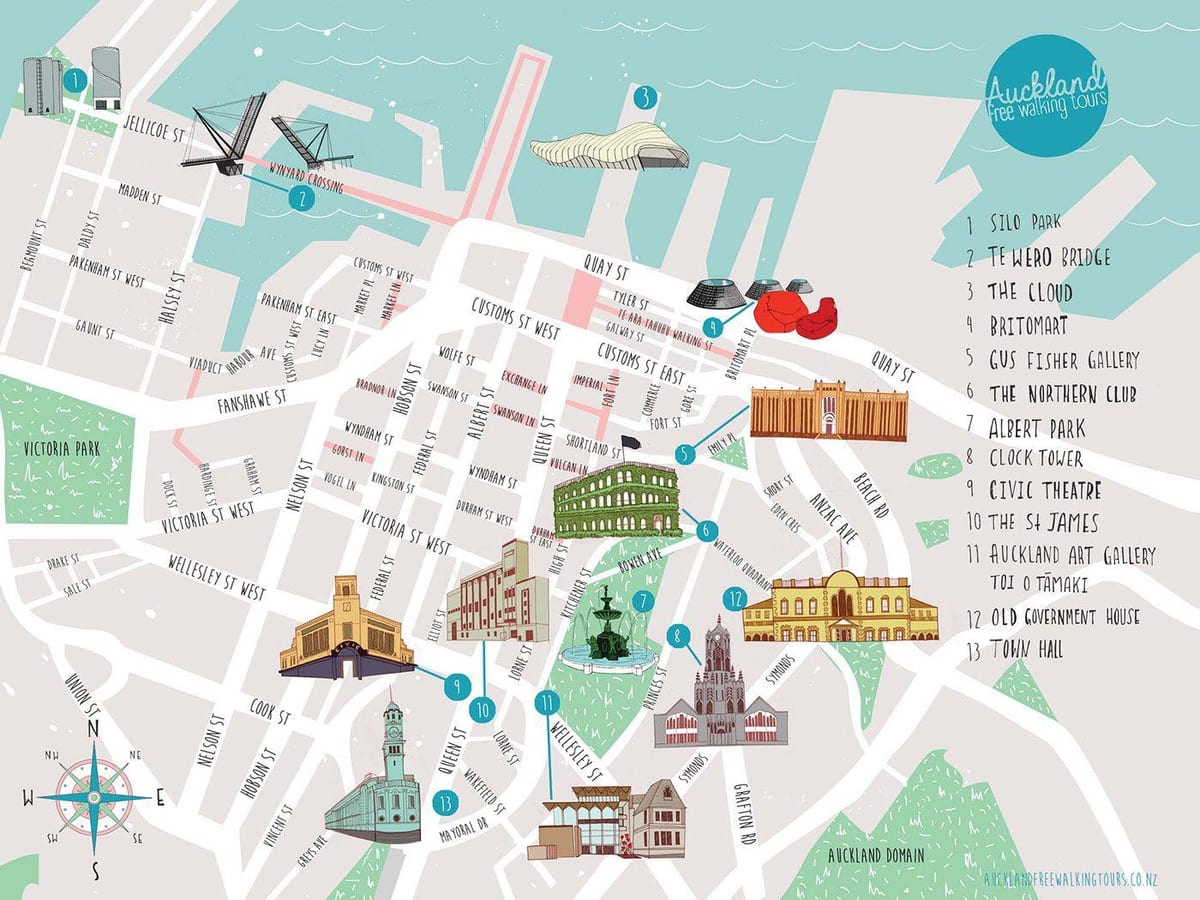 La ciutat d'Auckland passejades mapa