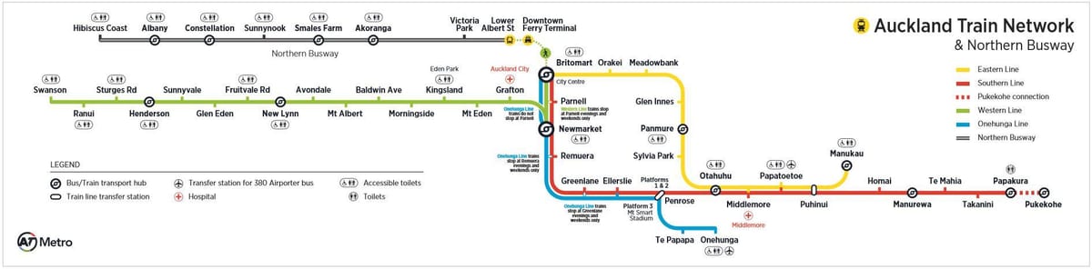Auckland tren mapa de la xarxa