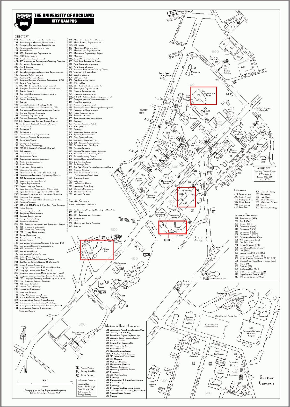 universitat de Auckland mapa