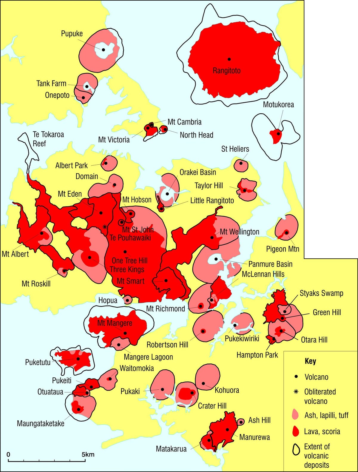 Auckland volcans mapa