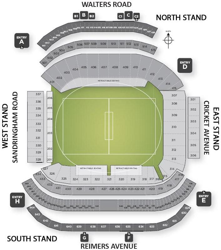 mapa de l'Eden park d'Auckland