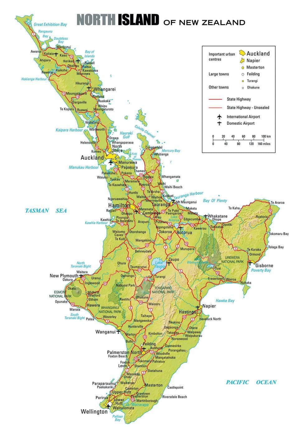 mapa de l'illa nord de Nova Zelanda