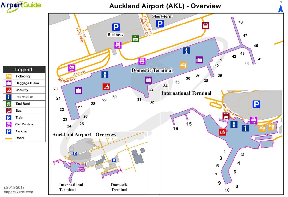 mapa de l'aeroport de Auckland