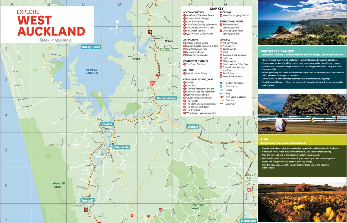 mapa de l'oest de Auckland