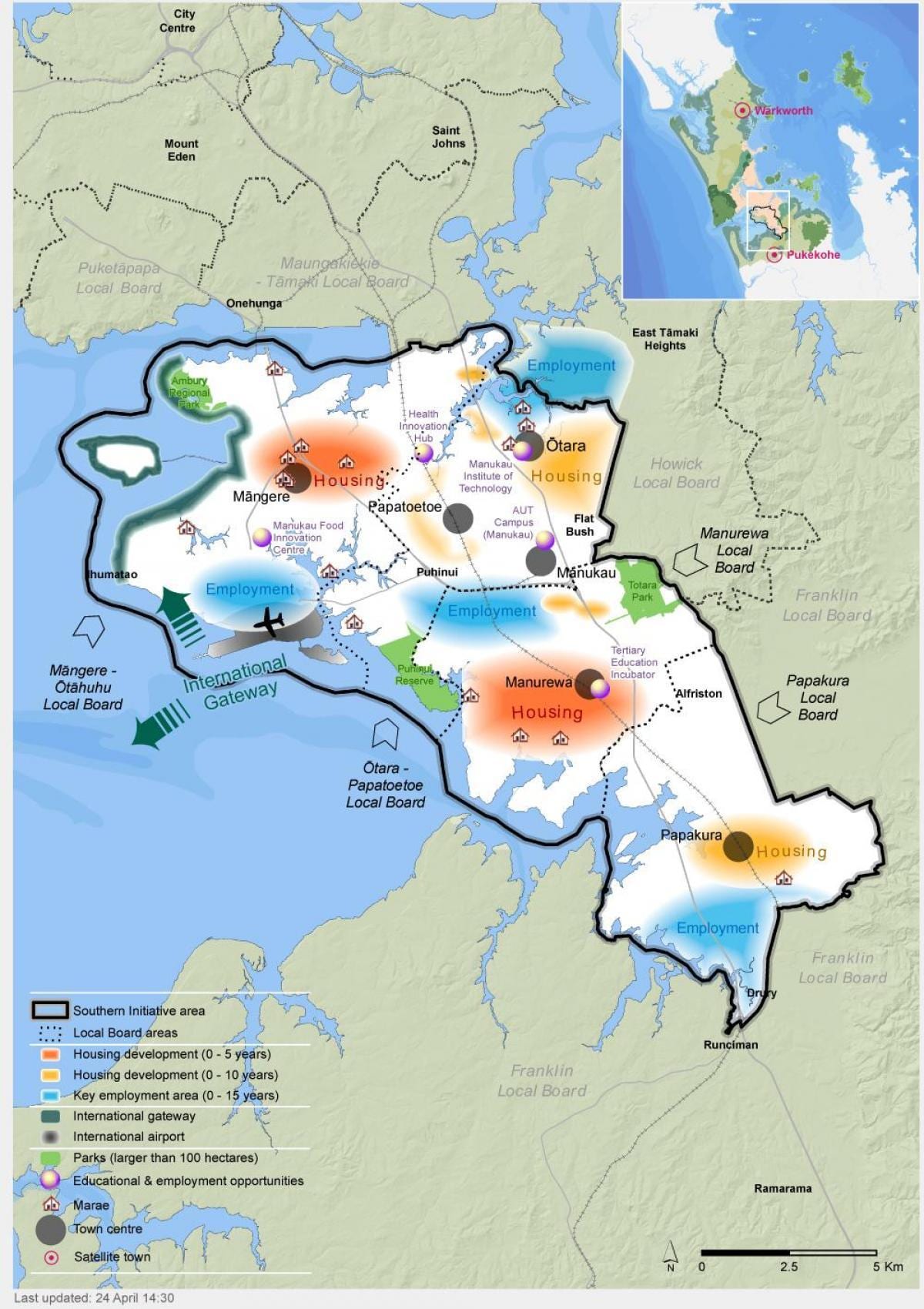 mapa del sud de Auckland