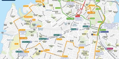 Auckland autobús mapa de rutes