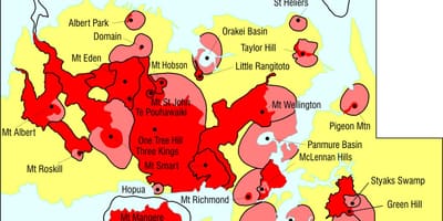 Auckland volcans mapa