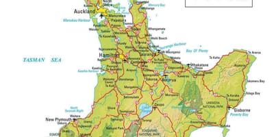 Mapa de l'illa nord de Nova Zelanda